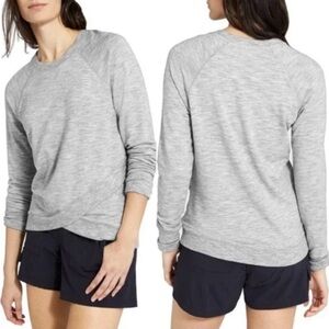 Athleta Criss Cross Tulip Heather Gray Sweatshirt Size Small
